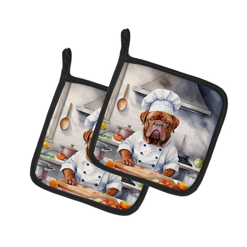 Dogue de Bordeaux The Chef Pot Holders - Set of 2 Decorative Kitchen Helpers | Made in the USA