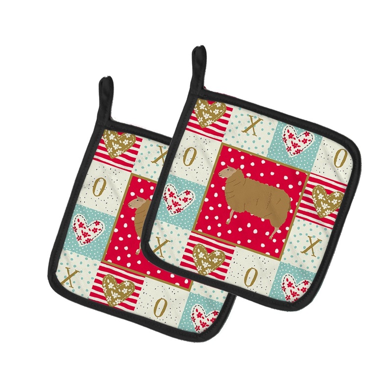 East Friesian Sheep Love Pot Holders - Set of 2 - Heat-Resistant Kitchen Essentials CK5404PTHD