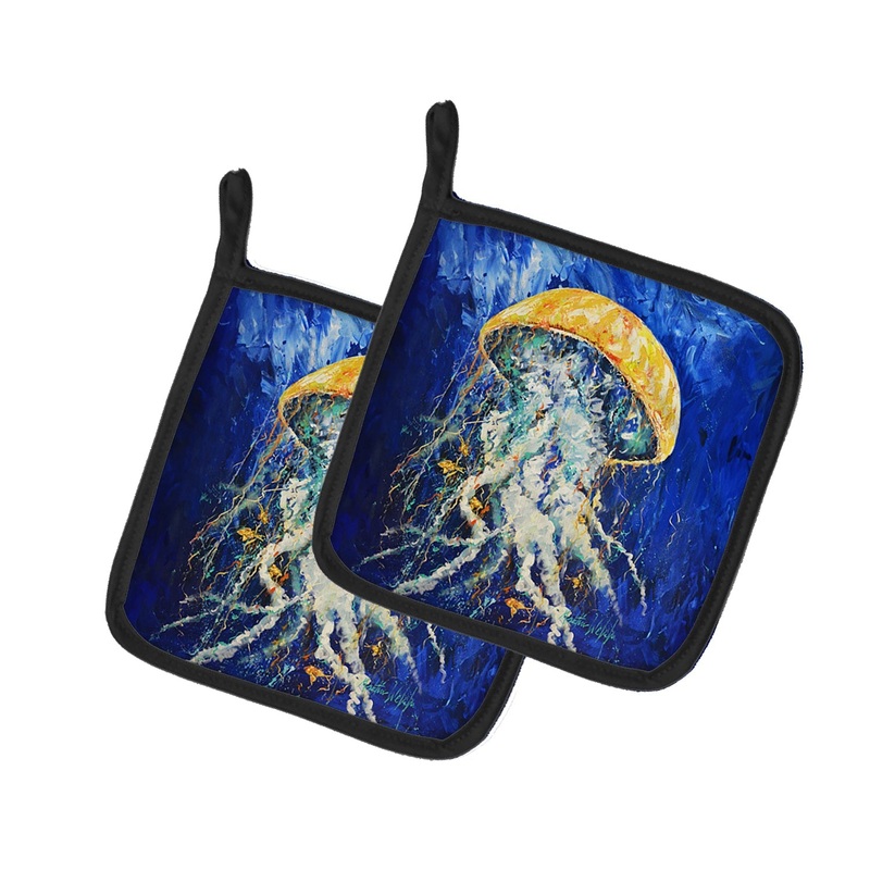 Free Fall Jellyfish Pot Holders - Set of 2 Decorative Kitchen Helpers | Made in the USA