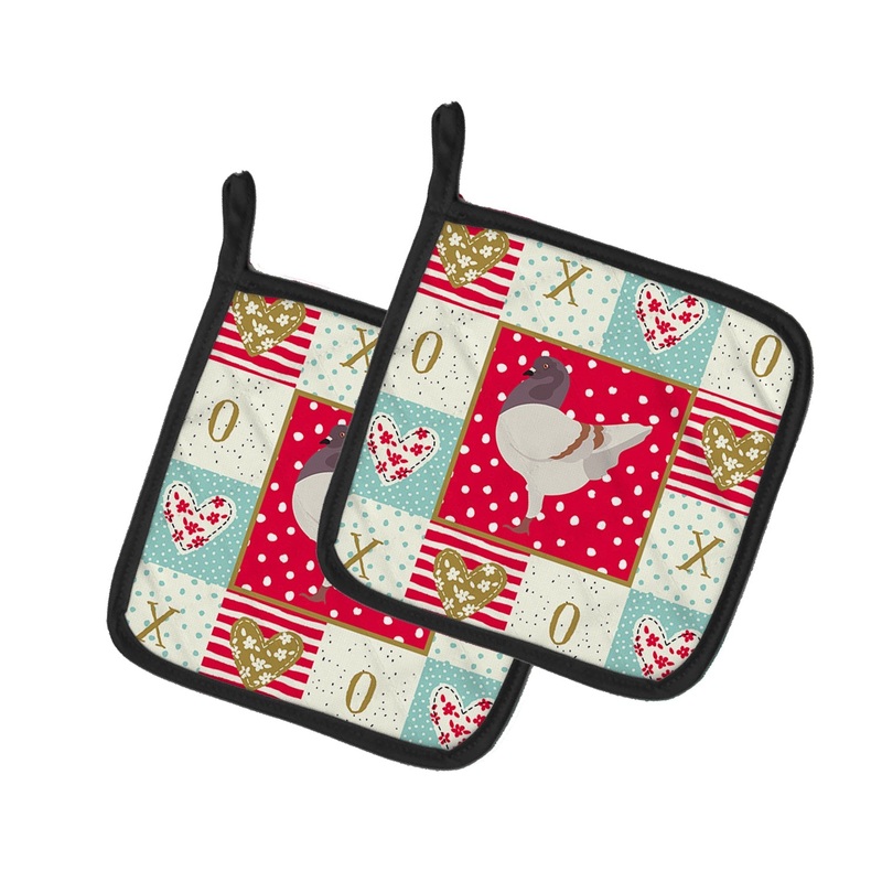 German Modena Pigeon Love Pot Holders - Set of 2 - Heat-Resistant Kitchen Essentials CK5376PTHD