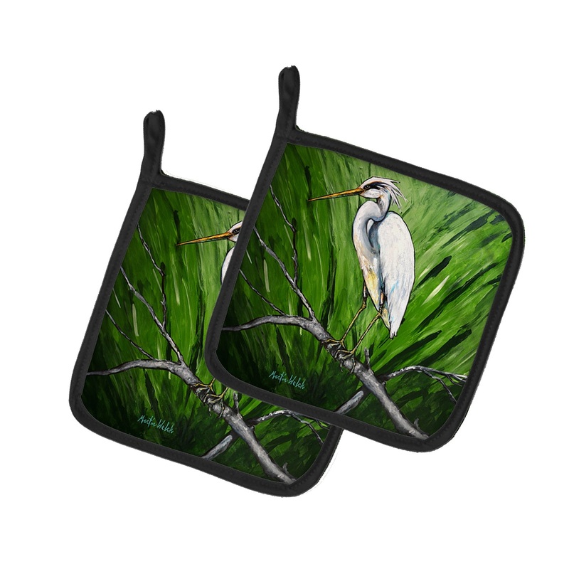 Heron On A Limb Pot Holders - Set of 2 Decorative Kitchen Helpers | Made in the USA