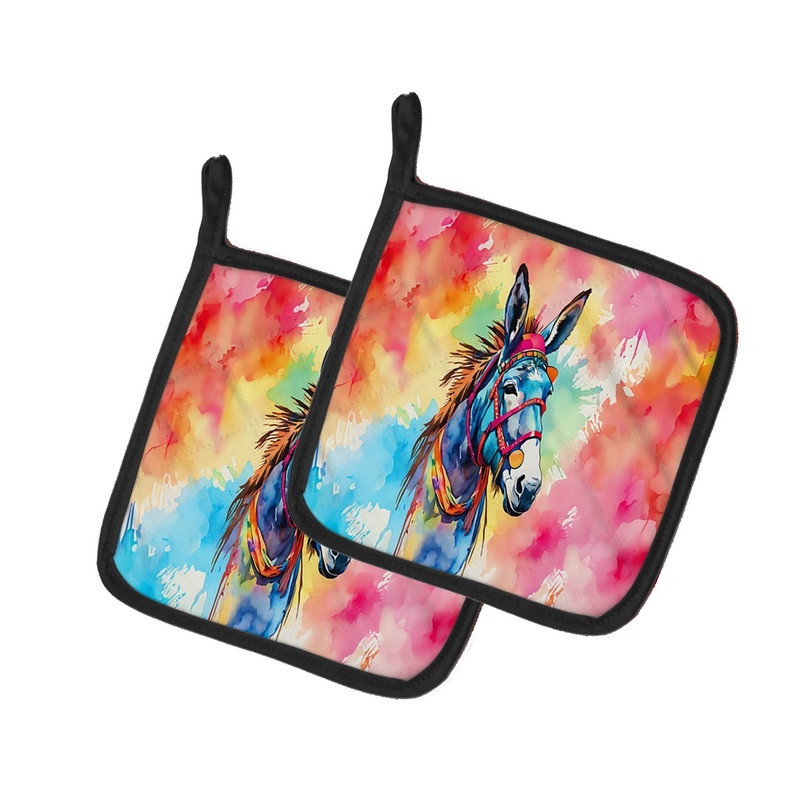 Hippie Animal Donkey Pot Holders - Set of 2 Decorative Kitchen Helpers | Made in the USA