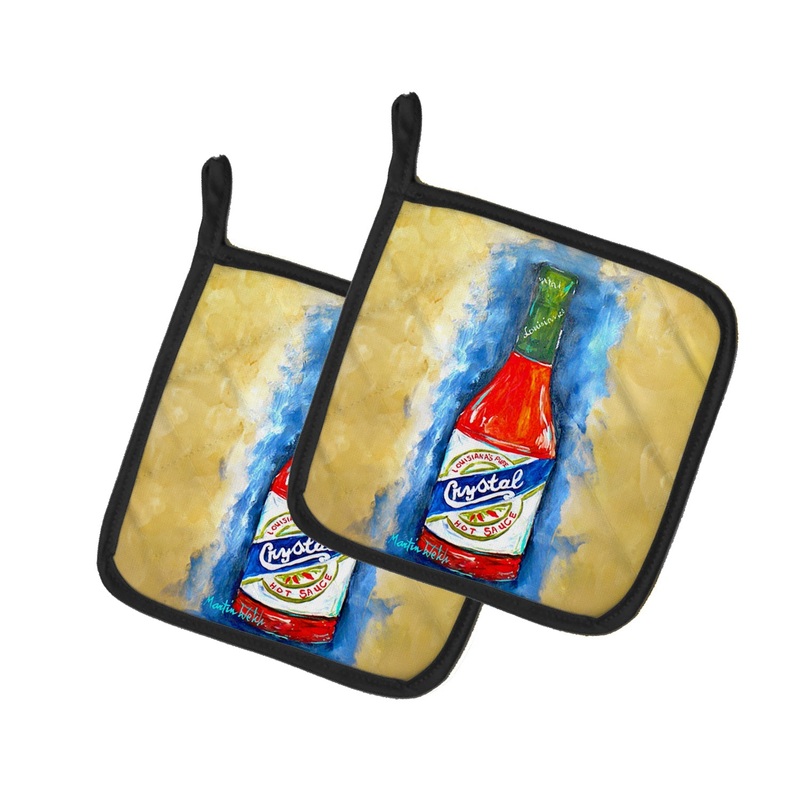 Hot Sauce Crystal Blue Pot Holders - Set of 2 Decorative Kitchen Helpers | Made in the USA
