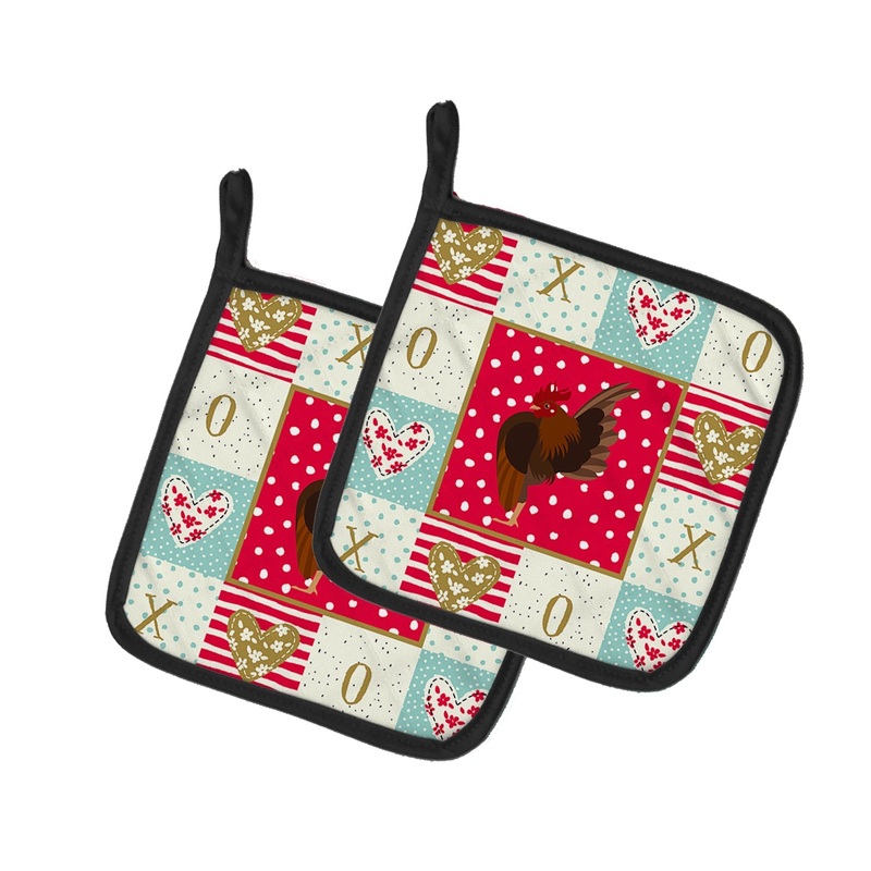 Malaysian Serama Chicken Love Pot Holders - Set of 2 - Heat-Resistant Kitchen Essentials CK5269PTHD