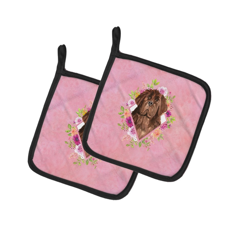 Newfoundland Pink Flowers Pot Holders - Set of 2 - Heat-Resistant Kitchen Essentials CK4221PTHD