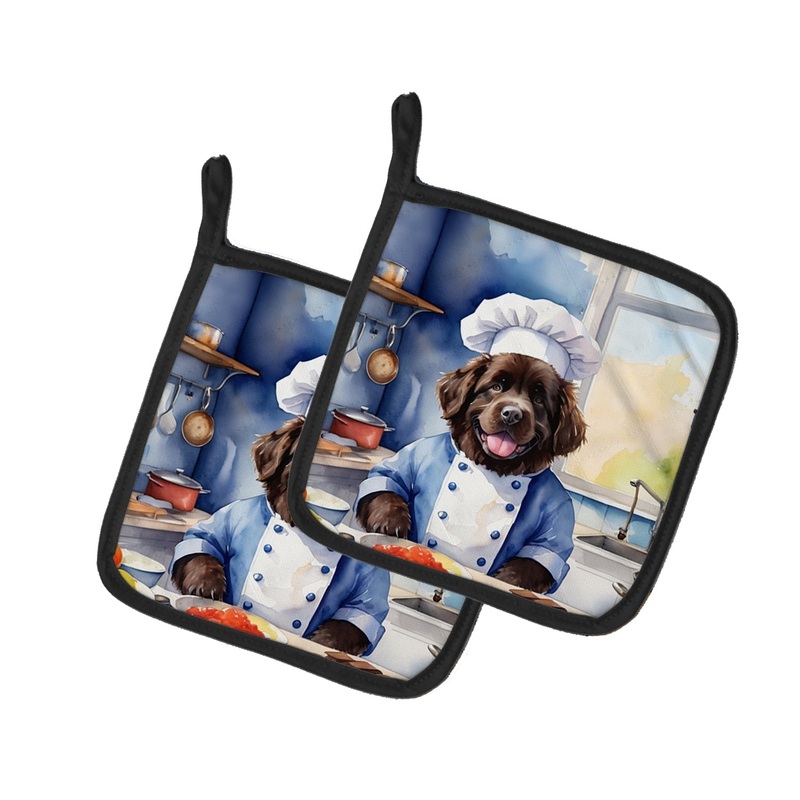 Newfoundland The Chef Pot Holders - Set of 2 Decorative Kitchen Helpers | Made in the USA