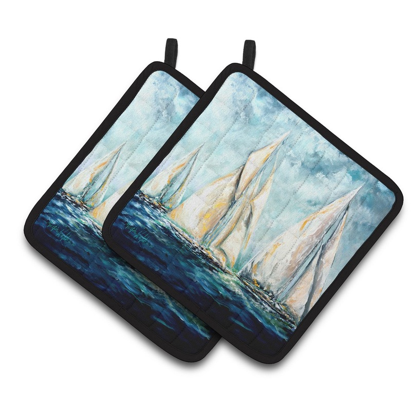 Sailboats Last Mile Pot Holders - Set of 2 Decorative Kitchen Helpers | Made in the USA MW1355PTHD