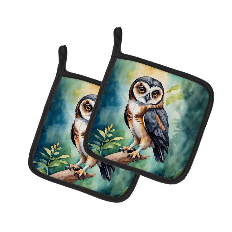 Spectacled Owl Pot Holders - Set of 2 Decorative Kitchen Helpers | Made in the USA