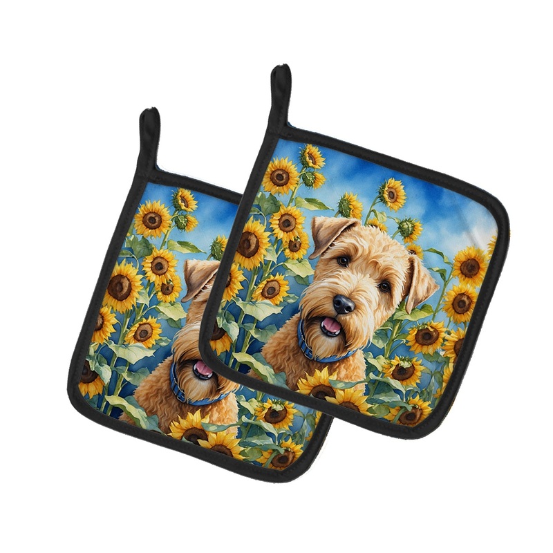 Wheaten Terrier in Sunflowers Pot Holders - Set of 2 Decorative Kitchen Helpers | Made in the USA