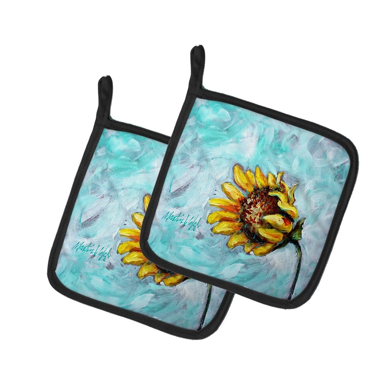 Yellow Sun Sunflowers Pot Holders - Set of 2 Decorative Kitchen Helpers | Made in the USA