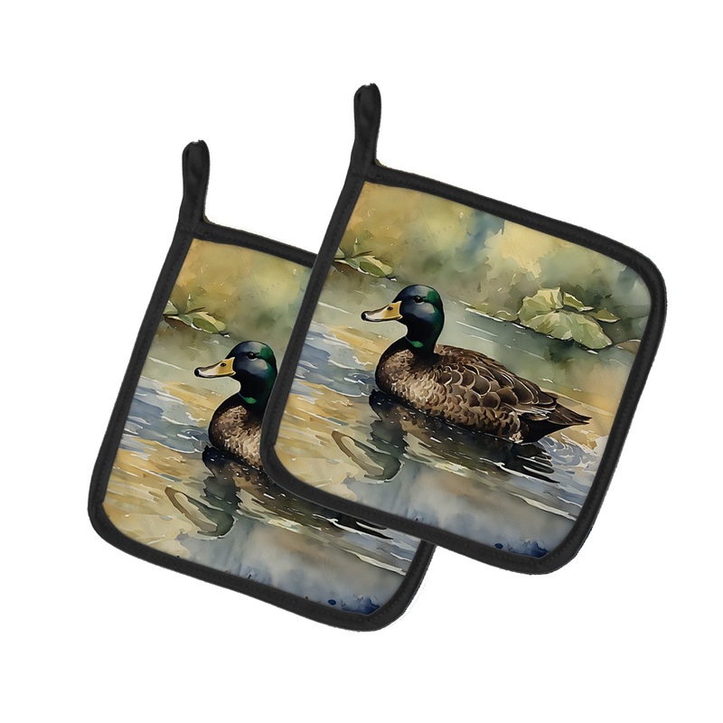 American Black Duck Pot Holders - Set of 2 Decorative Kitchen Helpers | Made in the USA