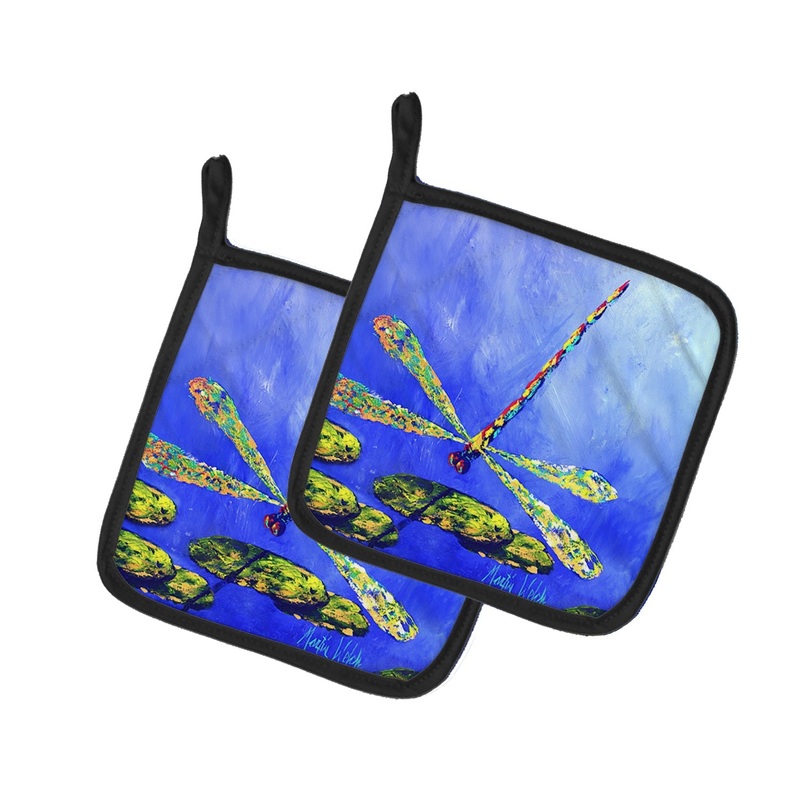 Blue Dragonfly Pot Holders - Set of 2 Decorative Kitchen Helpers | Made in the USA