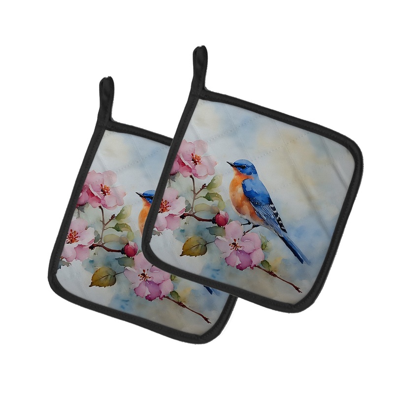 Bluebird Pot Holders - Set of 2 Decorative Kitchen Helpers | Made in the USA