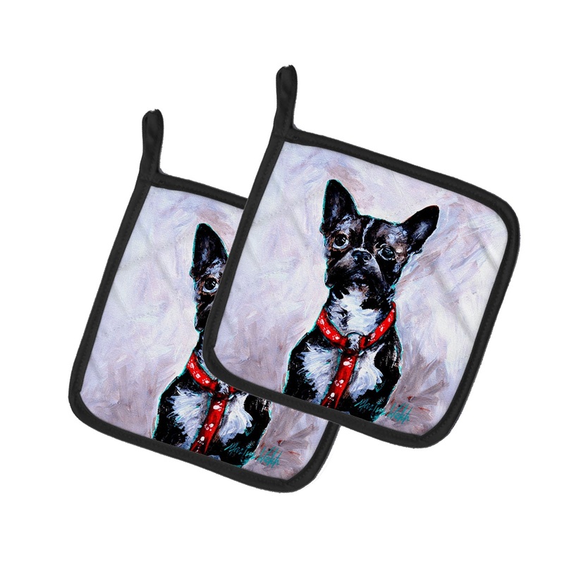 Boston Terrier Ziggy Pot Holders - Set of 2 Decorative Kitchen Helpers | Made in the USA