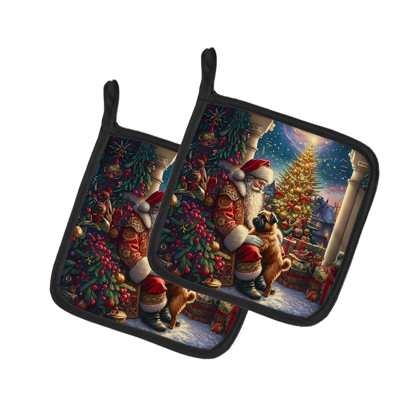 Brussels Griffon and Santa Claus Pot Holders - Set of 2 Decorative Kitchen Helpers | Made in the USA