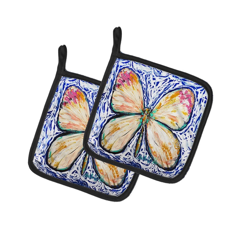 Butterfly Violet Tip Pot Holders - Set of 2 Decorative Kitchen Helpers | Made in the USA