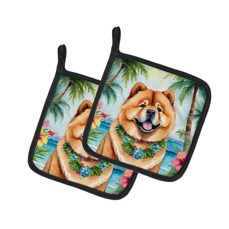 Chow Chow Luau Pot Holders - Set of 2 Decorative Kitchen Helpers | Made in the USA