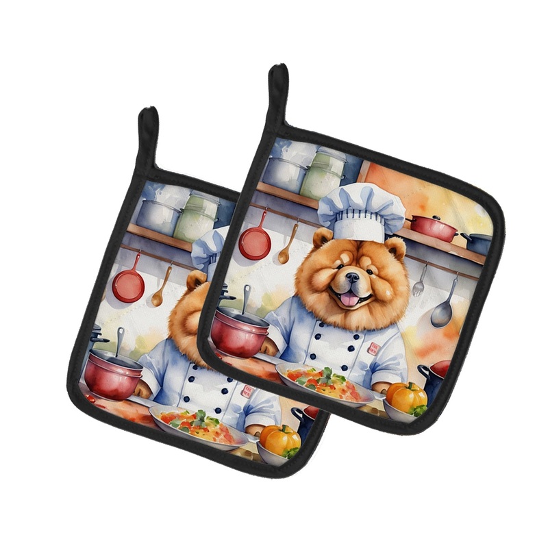 Chow Chow The Chef Pot Holders - Set of 2 Decorative Kitchen Helpers | Made in the USA