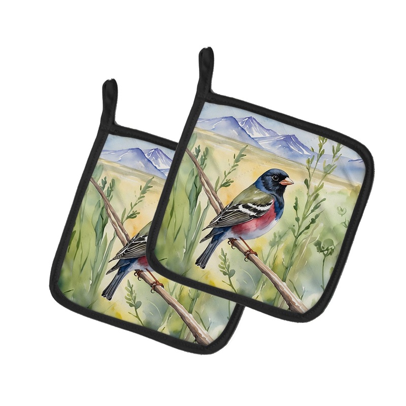 Colorado Lark Bunting Pot Holders - Set of 2 Decorative Kitchen Helpers | Made in the USA