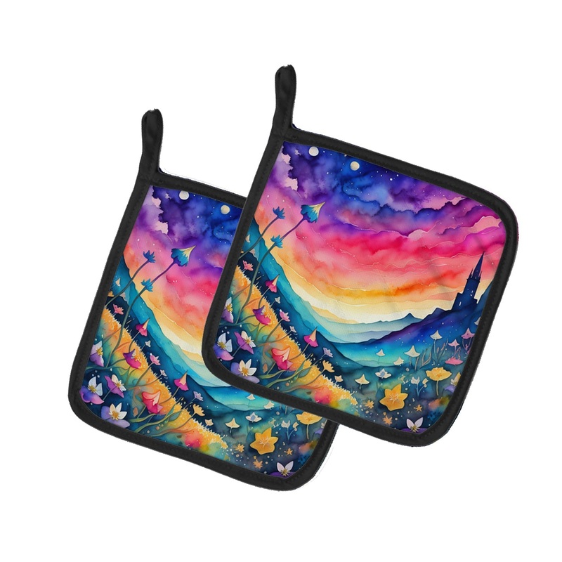 Colorful Campanula Pot Holders - Set of 2 Decorative Kitchen Helpers | Made in the USA