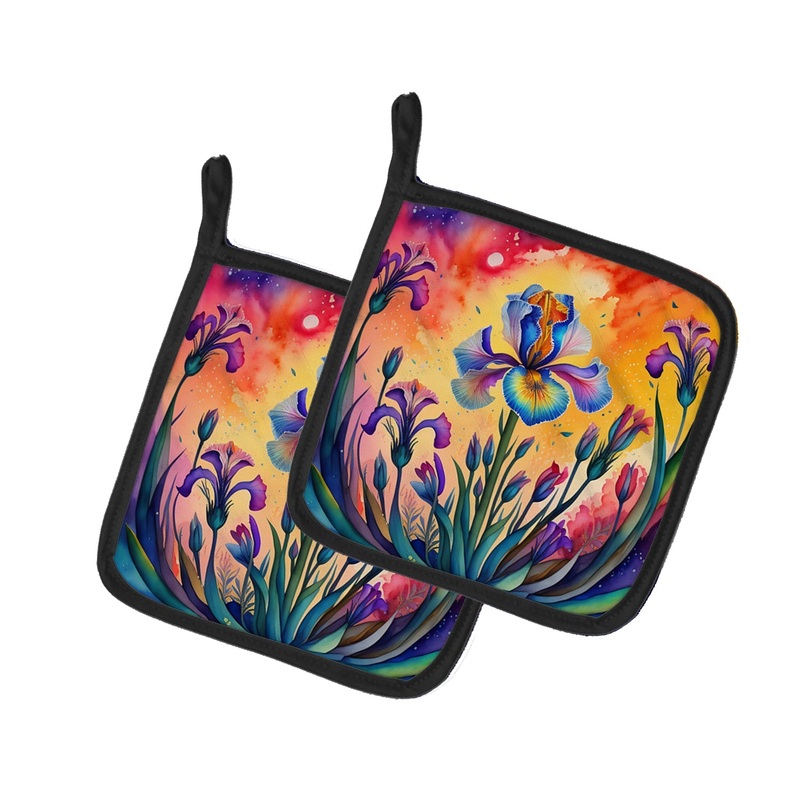 Colorful Iris Pot Holders - Set of 2 Decorative Kitchen Helpers | Made in the USA