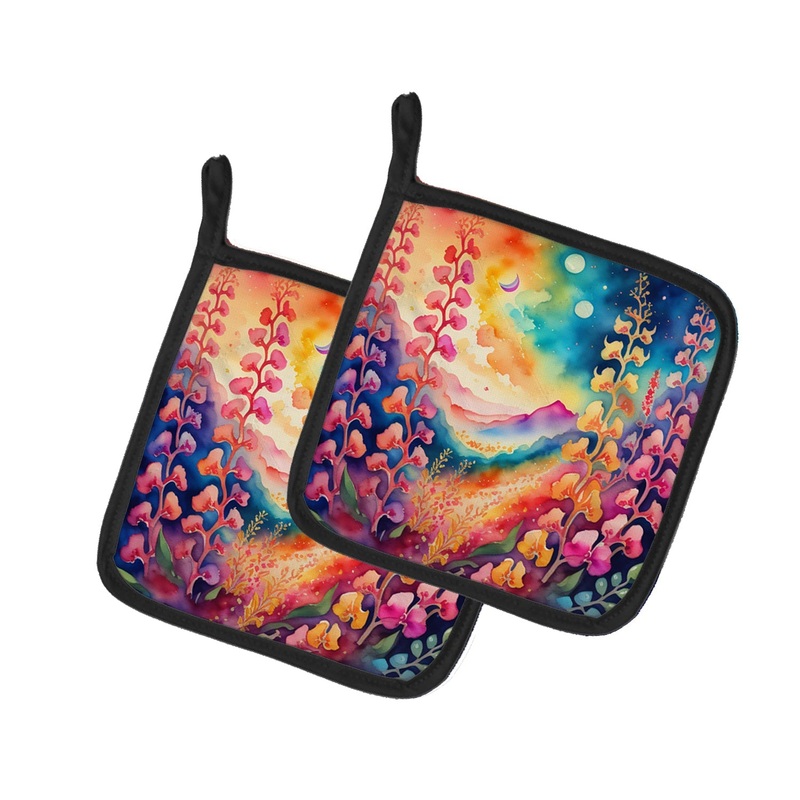Colorful Snapdragon Pot Holders - Set of 2 Decorative Kitchen Helpers | Made in the USA