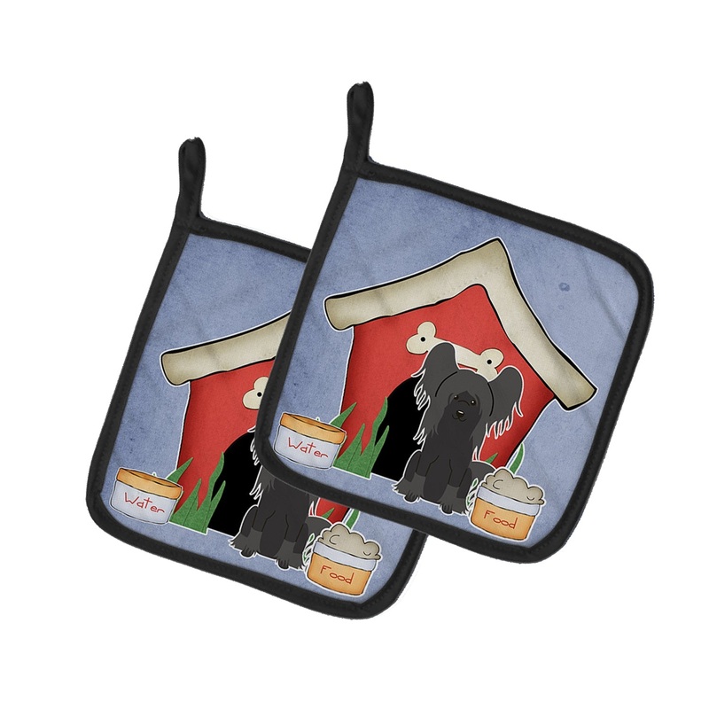 Dog House Collection Chinese Crested Black Pot Holders - Set of 2 - Heat-Resistant Kitchen Essentials