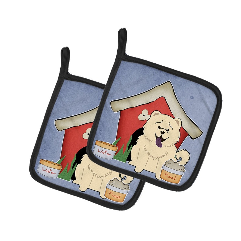 Dog House Collection Chow Chow White Pot Holders - Set of 2 - Heat-Resistant Kitchen Essentials