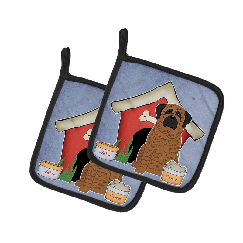 Dog House Collection Mastiff Brindle Pot Holders - Set of 2 - Heat-Resistant Kitchen Essentials