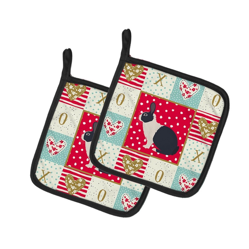 Dutch Rabbit Love Pot Holders - Set of 2 - Heat-Resistant Kitchen Essentials CK5385PTHD