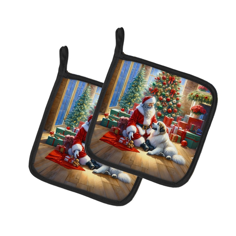 Great Pyrenees and Santa Claus Pot Holders - Set of 2 Decorative Kitchen Helpers | Made in the USA