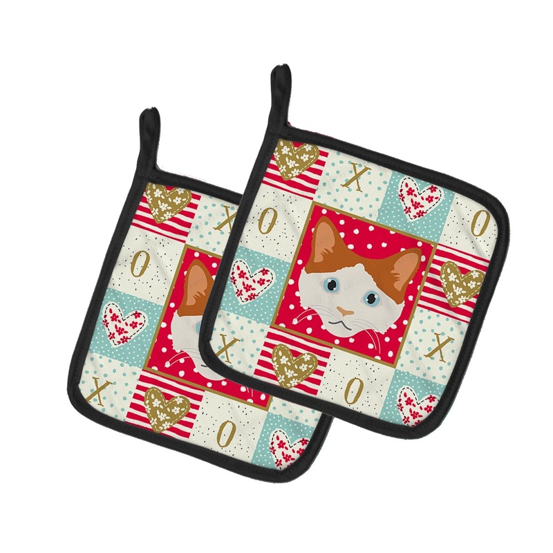 La Perm Cat Love Pot Holders - Set of 2 - Heat-Resistant Kitchen Essentials CK5127PTHD