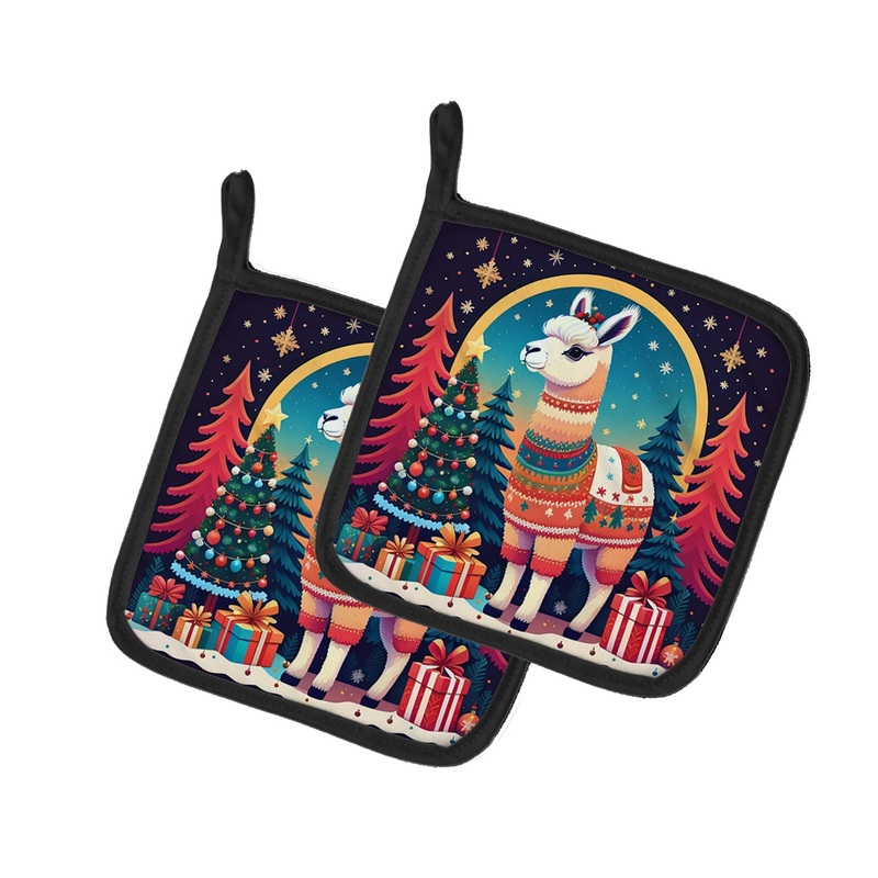 Llama Christmas Pot Holders - Set of 2 Decorative Kitchen Helpers | Made in the USA