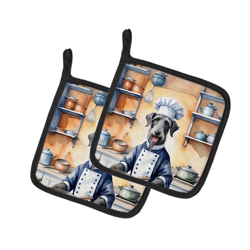 Scottish Deerhound The Chef Pot Holders - Set of 2 Decorative Kitchen Helpers | Made in the USA