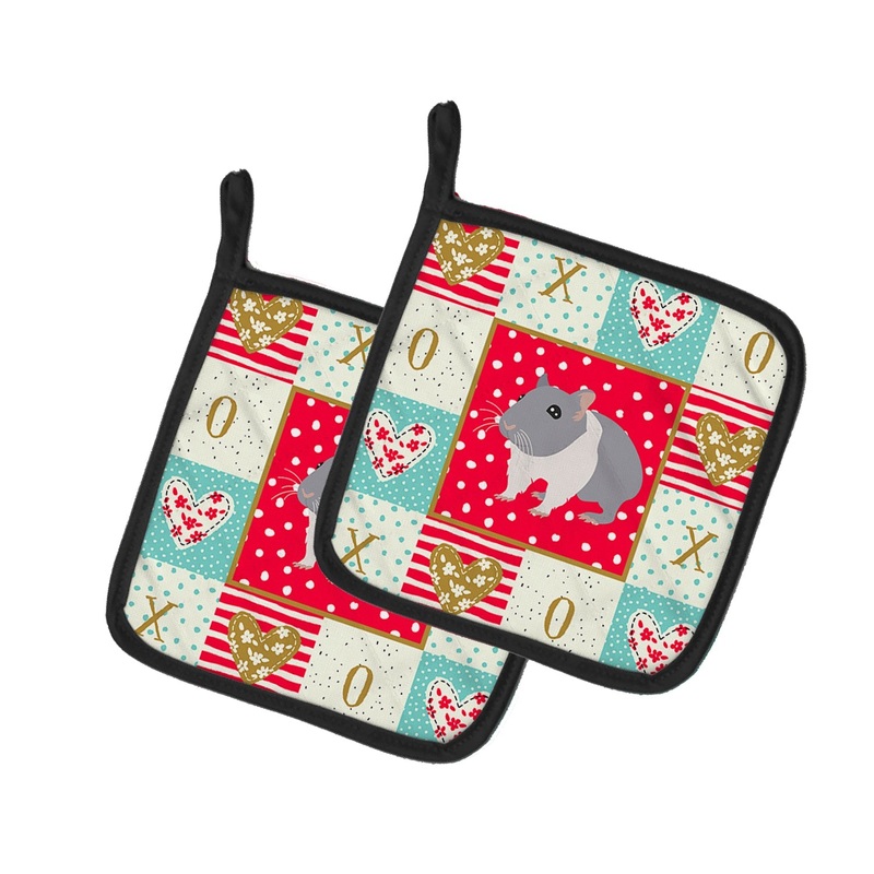 South African Hamster Love Pot Holders - Set of 2 - Heat-Resistant Kitchen Essentials CK5442PTHD