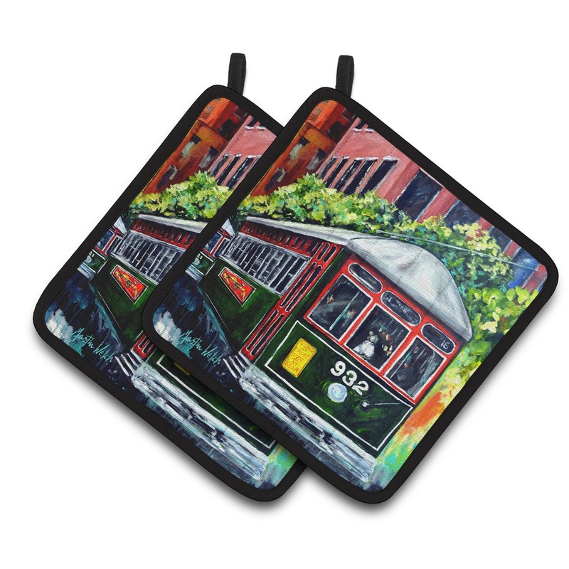 Streetcar St. Charles #2 Pot Holders - Set of 2 Decorative Kitchen Helpers | Made in the USA MW1351PTHD