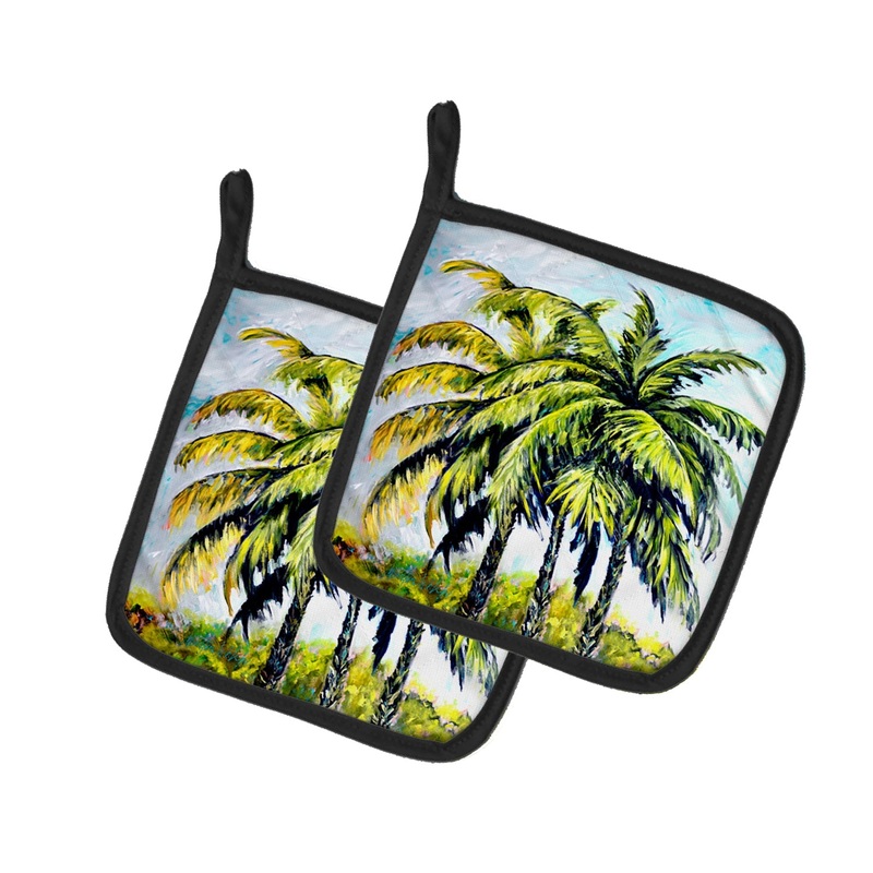 Tropical Breeze Palm Trees Pot Holders - Set of 2 Decorative Kitchen Helpers | Made in the USA
