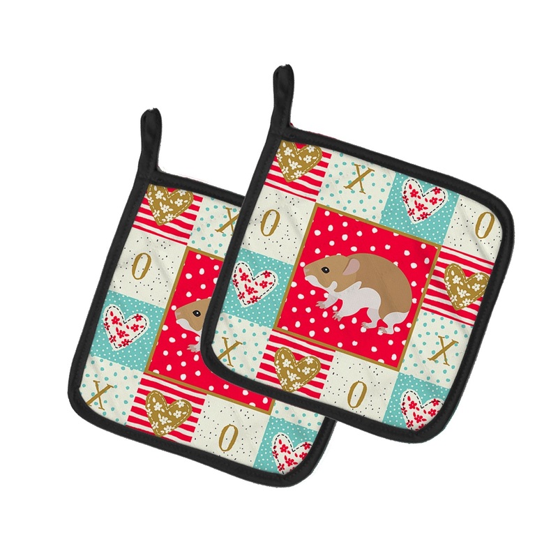 Turkish Hamster Love Pot Holders - Set of 2 - Heat-Resistant Kitchen Essentials CK5445PTHD