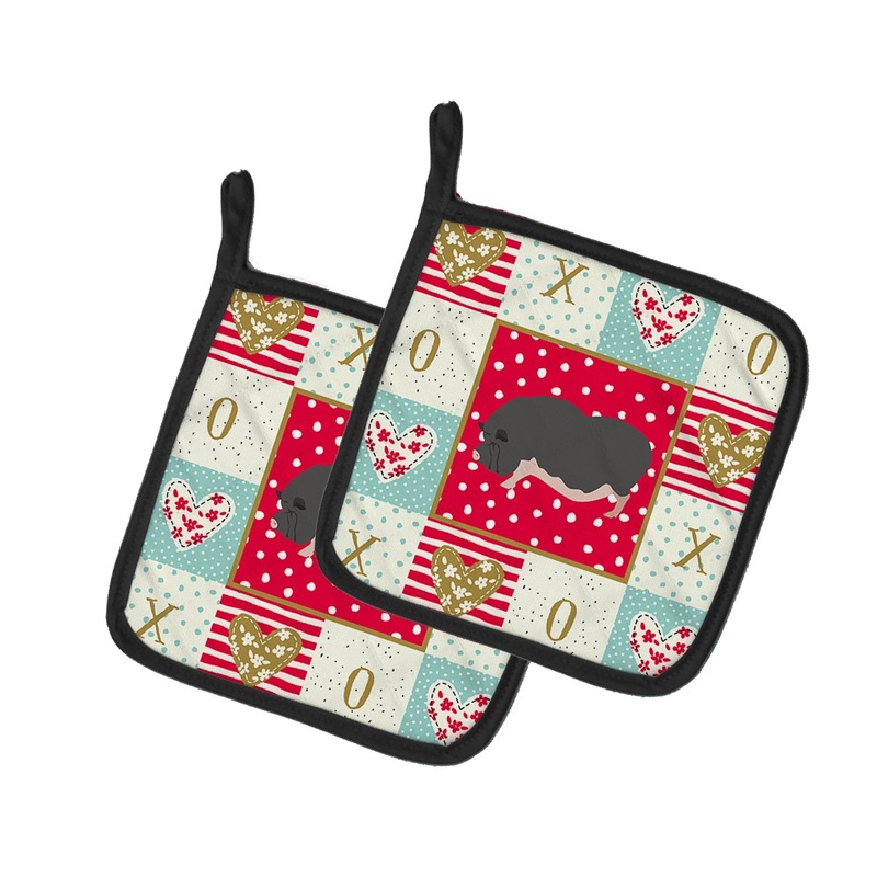 Vietnamese Pot-Bellied Pig Love Pot Holders - Set of 2 - Heat-Resistant Kitchen Essentials CK5368PTHD