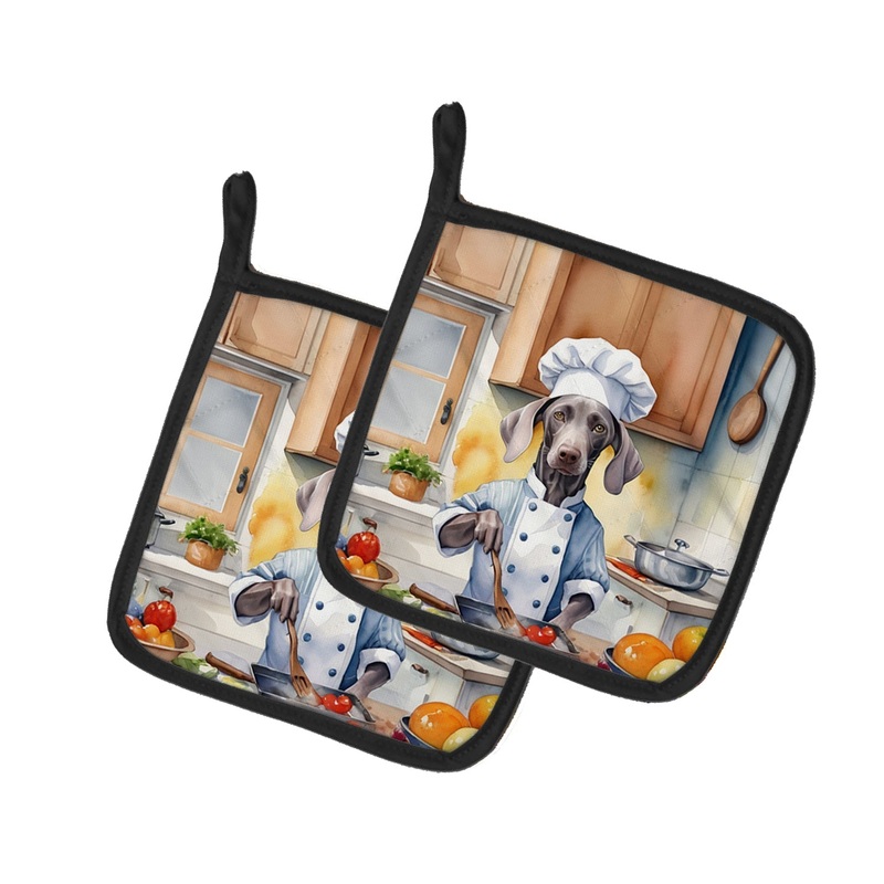 Weimaraner The Chef Pot Holders - Set of 2 Decorative Kitchen Helpers | Made in the USA