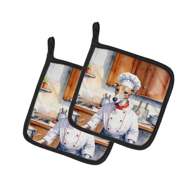 Whippet The Chef Pot Holders - Set of 2 Decorative Kitchen Helpers | Made in the USA