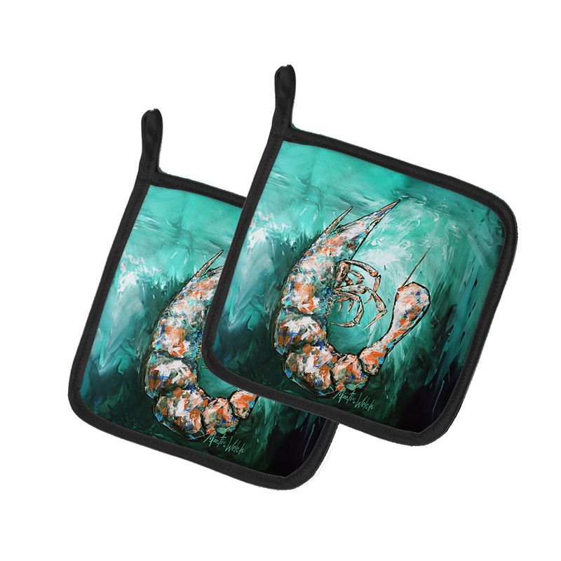A Touch of Blue Shrimp Pot Holders - Set of 2 Decorative Kitchen Helpers | Made in the USA