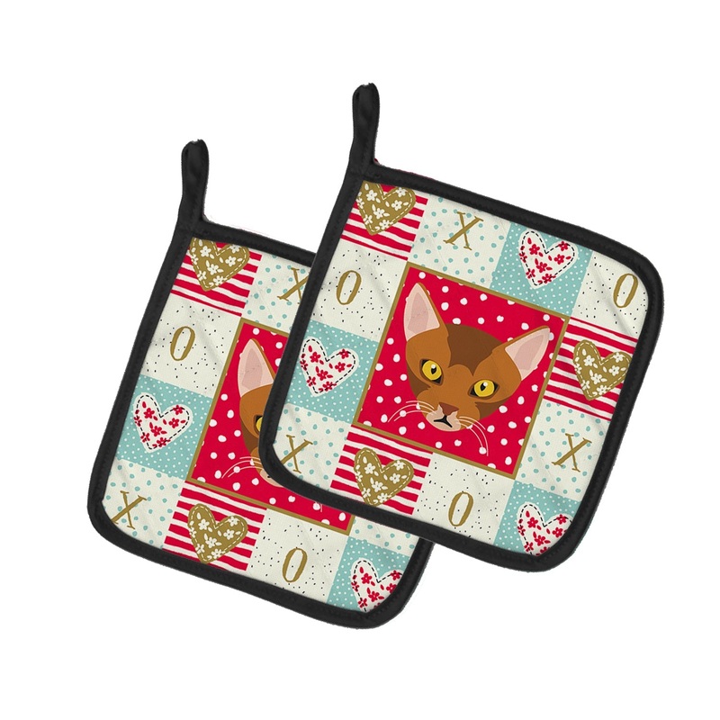 Abyssinian Cat Love Pot Holders - Set of 2 - Heat-Resistant Kitchen Essentials CK5077PTHD