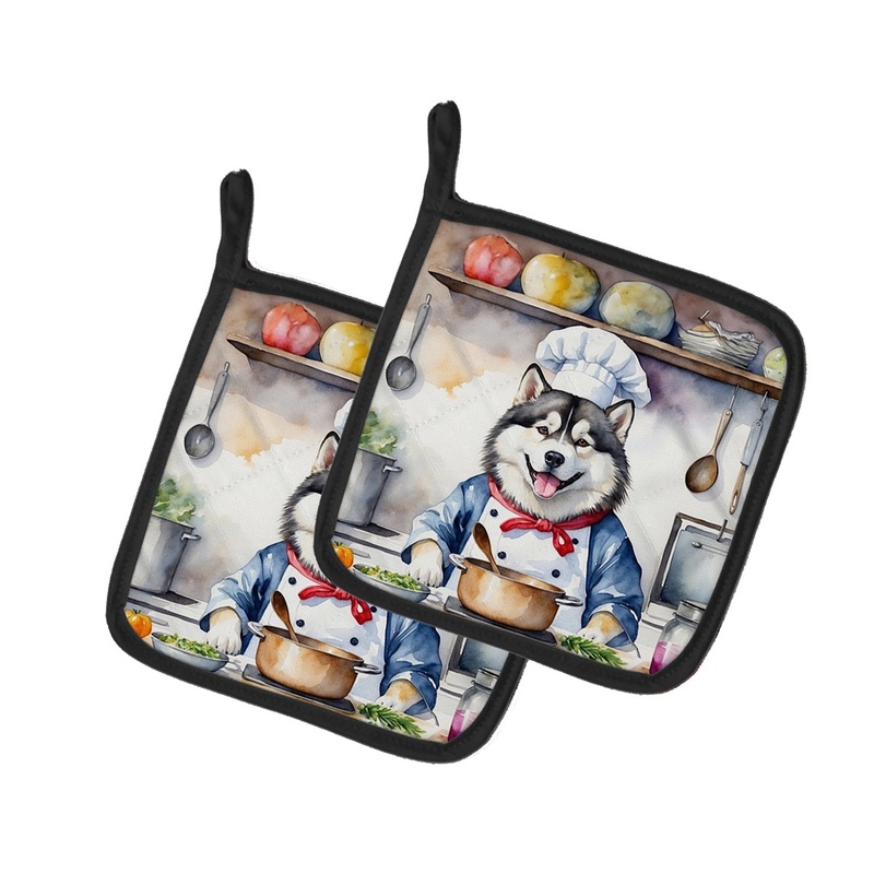 Alaskan Malamute The Chef Pot Holders - Set of 2 Decorative Kitchen Helpers | Made in the USA