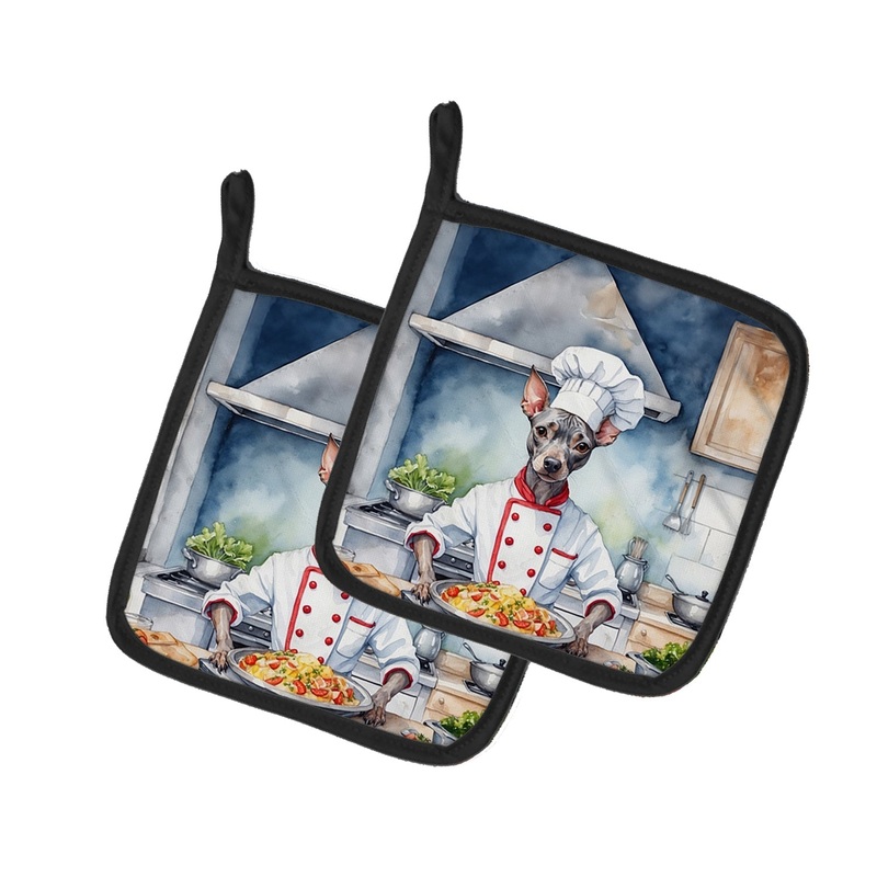American Hairless Terrier The Chef Pot Holders - Set of 2 Decorative Kitchen Helpers | Made in the USA
