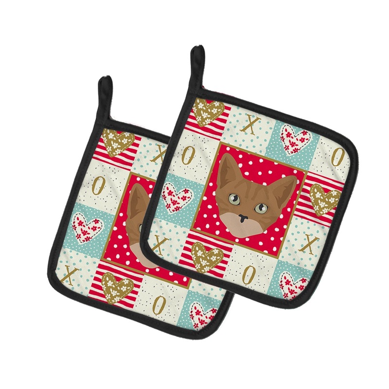 Australian Mist Cat Love Pot Holders - Set of 2 - Heat-Resistant Kitchen Essentials CK5086PTHD