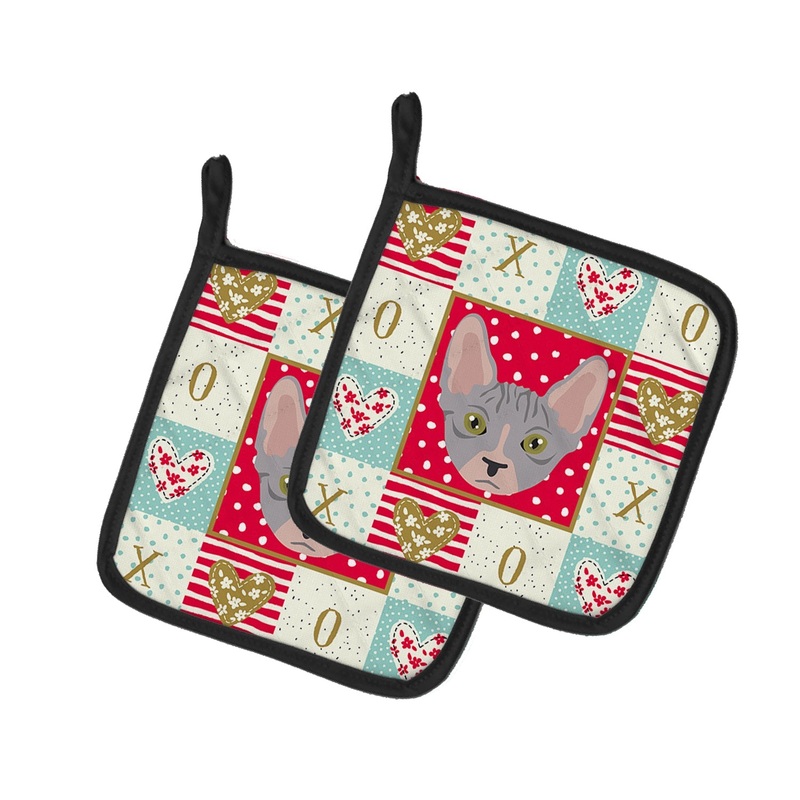 Bambino Cat Love Pot Holders - Set of 2 - Heat-Resistant Kitchen Essentials CK5088PTHD