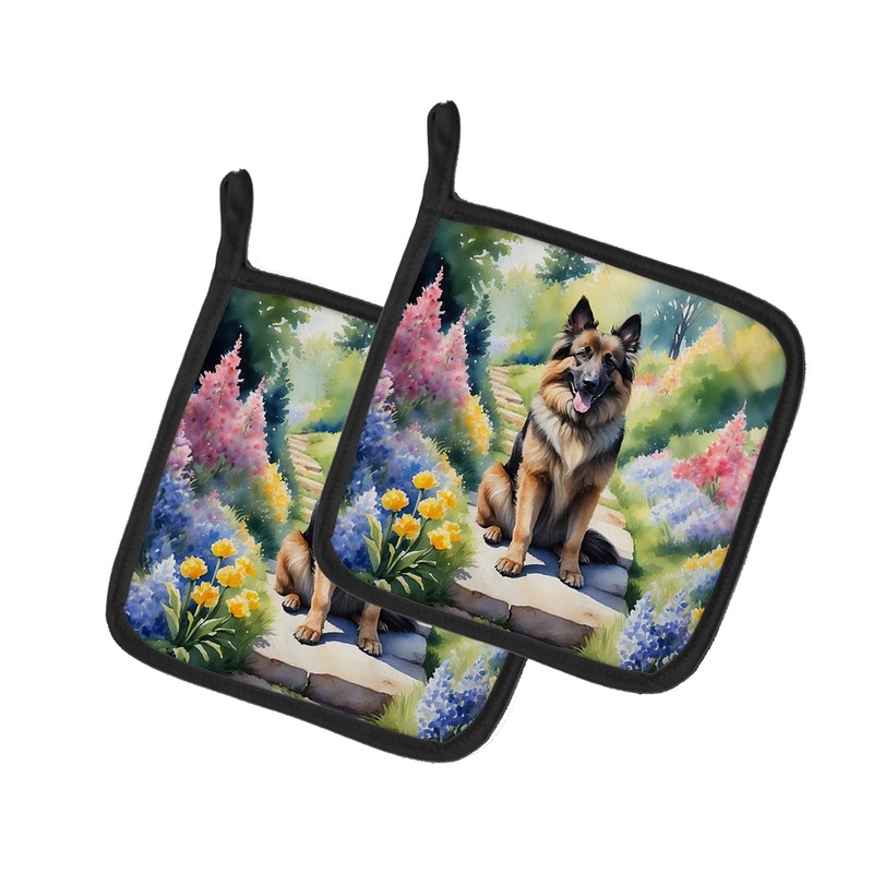 Belgian Tervuren Spring Path Pot Holders - Set of 2 Decorative Kitchen Helpers | Made in the USA