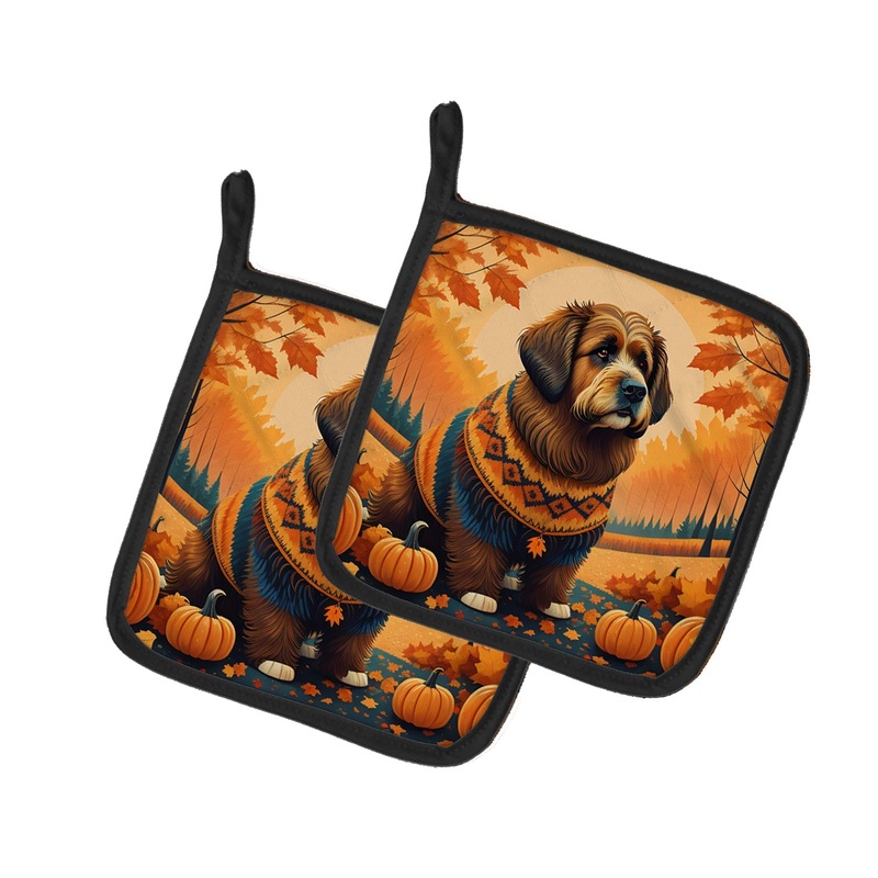 Briard Fall Pot Holders - Set of 2 Decorative Kitchen Helpers | Made in the USA
