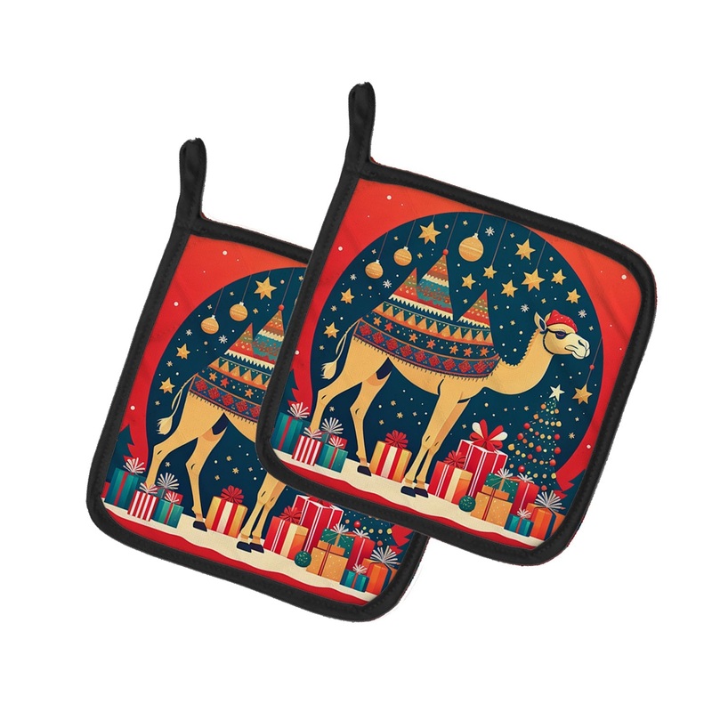 Camel Christmas Pot Holders - Set of 2 Decorative Kitchen Helpers | Made in the USA